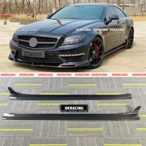 2PCS Carbon Side Skirts Extension Lip Fits 2012-14 Benz CLS Class W218 CLS63 AMG - Picture 1 of 21