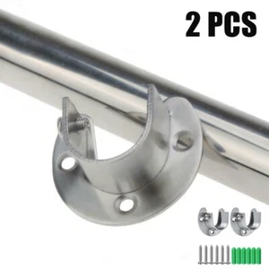 2pcs Shower Curtain Rod Bracket Tension Wardrobe Closet Pole Zinc Alloy Holder - Picture 1 of 42