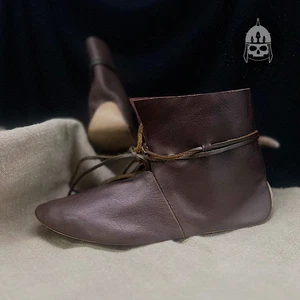 Dark Leather Shoes - X-XI Century Gdańsk Reconstruction - Picture 1 of 3