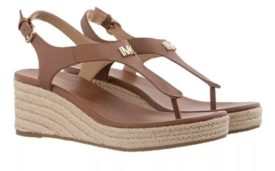 Michael Kors Laney Tanga Equipaje Cuero Correa en T Plataforma Alpargata 7 M NUEVO Foto 1 de 3