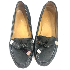 Mocasines sin cordones Coach Jacquard con lazo negro para mujer talla 7 - Imagen 1 de 12
