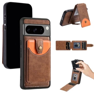 For Google Pixel 9 Leather Card Bag Wallet Magnetic Wireless Charging Stand Case - Picture 1 of 20
