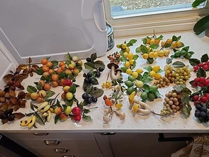 Vintage Floral Picks Obst Zitrus Pflaumen Banane Beere Pilze Nüsse Trauben Posten  - Bild 1 von 12