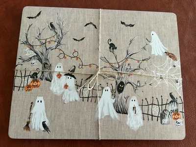 Pottery Barn Scary Squad Black Cork Placemats S/4 New - Image 1 of 4
