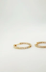 18K Solid Gold Diamond Hoop Earrings Approx 19.mm / 0.5 Carat T.W. Natural - Picture 1 of 5