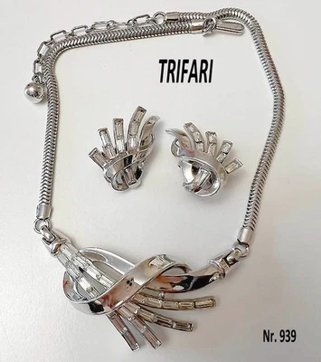 Trifari A. Philippe Pat Pend "Comet collection 1953", collier, orecchini vgt - Immagine 1 di 4