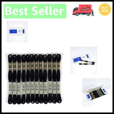 Luxurious 6-Strand Black Cotton Floss - Perfect for Classic Embroidery Projects - Image 1 of 4