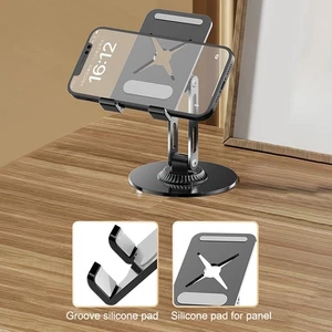 360Rotation Aluminium Alloy Foldable Desktop Phone Stand Desk Lazy Tablet Holder - Picture 1 of 14