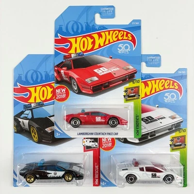 Hot Wheels 2018 -  Lamborghini Countach Pace Car - 3 Car Lot - Image 1 of 4