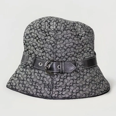 Sombrero de cubo Coach negro y gris exclusivo para mujer XL Foto 1 de 4