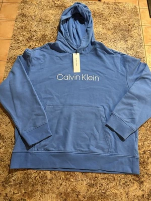 Sudadera con capucha y logotipo bordado Calvin Klein Hero para hombre, azul palacio, talla mediana Foto 1 de 4