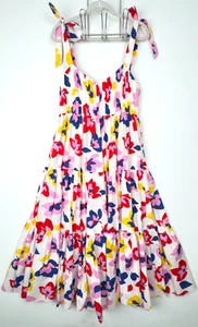 Kate Spade Größe 12 Sommer Dopamin Kleid, 100% Baumwolle, weiß / bunte Blumen - Bild 1 von 16