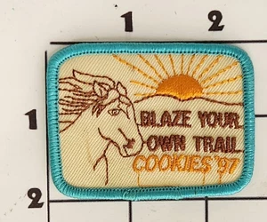 Blaze Your Own Trail Patch 1997 Cookies Girl Scouts USA Uniform Iron On Vintage - Picture 1 of 1