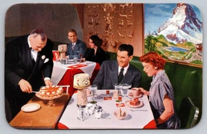 Postal de comedor vintage Swiss Chalet Bismarck Hotel Chicago Kodachrome - Imagen 1 de 2