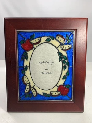 Marco de fotos de madera con vidrieras estilo mate pintado en 3D sobre vidrio, manzanas Foto 1 de 4