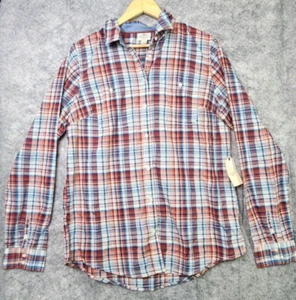 NWT St. John's Bay Men's Size LT Large Tall Red Blue Plaid L/S Button-Up Shirt - Picture 1 of 6