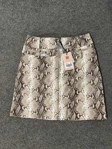 TIGERMIST LENNOX PU LEATHER MINI SKIRT, SNAKE PRINT, ZIP CLOSURE, SIZE MEDIUM - Picture 1 of 7