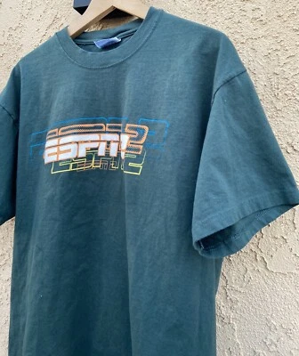 Vtg ESPN 2 Sportscenter T-Shirt Size Large Rare Street Wear Y2K Green Graffiti - Image 1 of 4