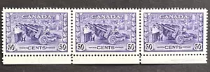 Canada 1942-43 Strip of 3 MNH OG Stamps Scott #261 Munitions Factory - Picture 1 of 2