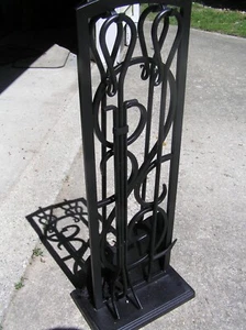 4 PIECE WROUGHT IRON FIREPLACE TOOL SET - SPACE SAVER - Picture 1 of 3