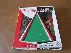 VINTAGE HOLLY LITE Mid Century Christmas String Lights 15 Light No. 915JK - Picture 1 of 3