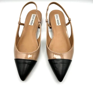 Zapatos Steve Madden 8M Punta Punta Baja Eslinga Desnudo Brillante Imitación Cuero Atractivo - Imagen 1 de 9