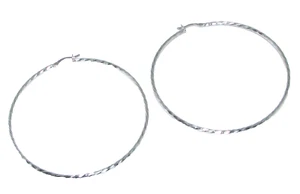 Ladies New Silver Large Twisted Hoop Earrings - Picture 1 of 4