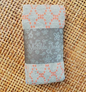 New Matilda Jane Girl's Multi Pattern Tights Orange Periwinkle 8 10Y (04061B) - Picture 1 of 3