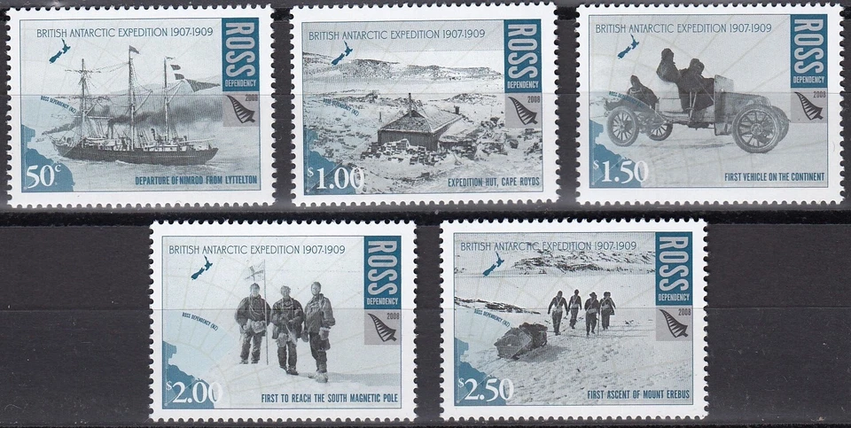 ROSS DEP. 2008 British Antarctic Expedition 1907-9, Set of 5 MNH - Image 1 of 1