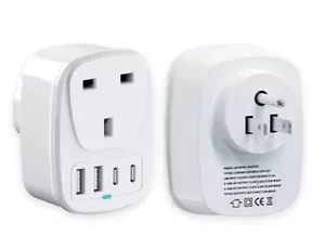 UK TO USA AMERICA ADAPTER USB C CHARGER CANADA MEXICO TRAVEL POWER CONVERTER - Picture 1 of 3