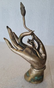 Chinesischer Tibetischer Buddha Hand mit Lotusblüte - Guanyin Silber vergoldet? - Bild 1 von 24