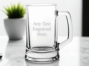 Personalised Engraved Glass Tankard Beer Mug 14oz (40cl) - Picture 1 of 2