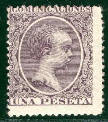 SPAIN Stamp Scott.268 1p Violet (1889) King Alfonso XIII Mint MM c$55 G2WHITE68 - Image 1 of 4