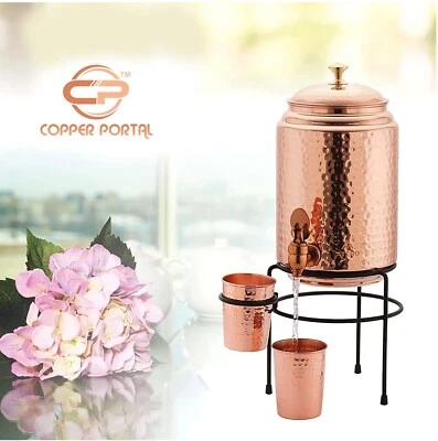 Premium Quality Matka/Vessel of Copper Water Pot Dispenser Jar Vessel Gift Set - Image 1 of 4