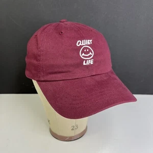 The Quiet Life 6-Panel Strap Back Hat Smiley Face - Burgundy Red - One Size - Picture 1 of 9