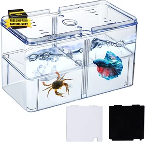 Kleines Betta Aquarium, 3-in-1 stapelbares Mini Aquarium, geteilte Fächer Einsatz - Bild 1 von 7