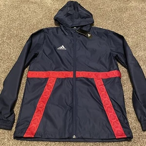 Men’s Adidas Windbreaker Navy Blue Red XS Jacket - Picture 1 of 3