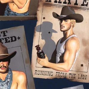 Sexy tachuela Alexander Henry Wanted vaquero para hombre azul marino acolchado algodón 44" por LGBTQ - Imagen 1 de 2
