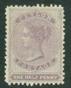 SG 48 Ceylon 1863-66. ½d dull mauve. A fine lightly mounted mint example CAT £80 - Picture 1 of 1