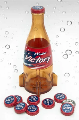 🚀Official FALLOUT Nuka-Cola Victory Glass Bottle & 10 Bottle Caps NEW - Image 1 of 3