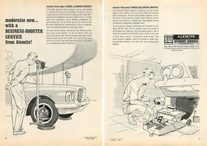 Service Station Magazine Print Ad ALEMITE 1963 Cross-Sight Wheel Aligning 2-Page - Picture 1 of 1