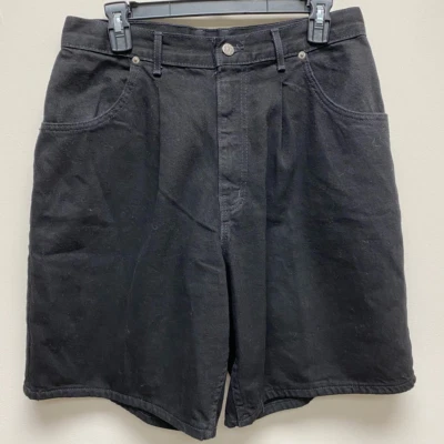 Shorts jeans feminino chique preto bolsos com botões jeans vintage 14 médio - Imagem 1 de 4