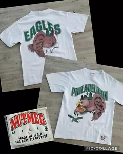 Vintage 90s Nutmeg Philadelphia Eagles Breakthrough Single Stitch T-Shirt Sz L - Picture 1 of 10