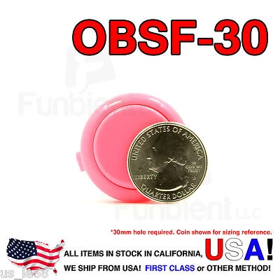 Guitarra Sanwa Denshi Original OBSF-30 Rosa Pulsador JAMMA Killswitch 30mm Foto 1 de 4