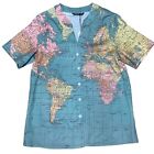 Nora Cora Map Button Up Shirt Womens Size Small Global Traveler Expat Top