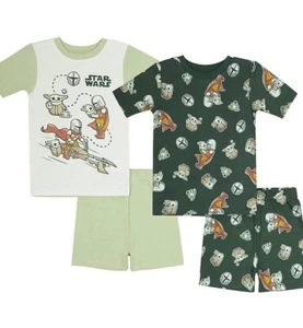NEW Sz 10 Star Wars Grogu Mandalorian 4 Piece Pajama Shorts Set Kids Baby Yoda - Picture 1 of 2