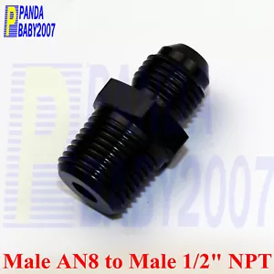 Straight Male AN8 -8 8AN to 1/2" 1/2in 1-2 NPT OIL FITTING FUEL HOSE ADAPTER BK - Picture 1 of 9