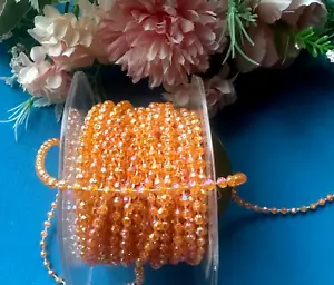 1/8 Zoll Runde Nachahmung Perle Perlen Kette Nähen Borte Orange Farbe 10 Yards - Bild 1 von 1