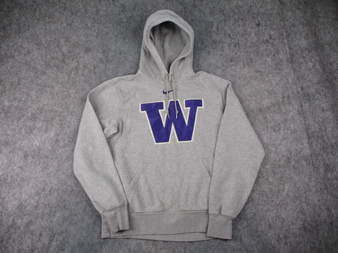 Washington Huskies Hoodie Mens Medium Gray Nike Sweater Center Swoosh Adult NCAA Cover