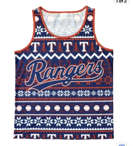 Texas Rangers Ugly Tank Top SGA 7/2 Christmas Medium Shirt NEW Sealed Cover